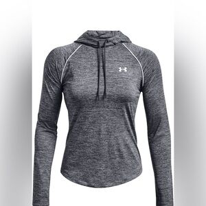 Under Armour Women's Tech Twist Heather Gray Hooded Long-Sleeve Pullover XL